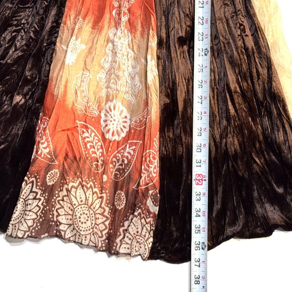 Vtg Y2K Papaya Patchwork Babydoll Dress Brown Beaded Lace Festival Eclectic Boho - Picture 11 of 16